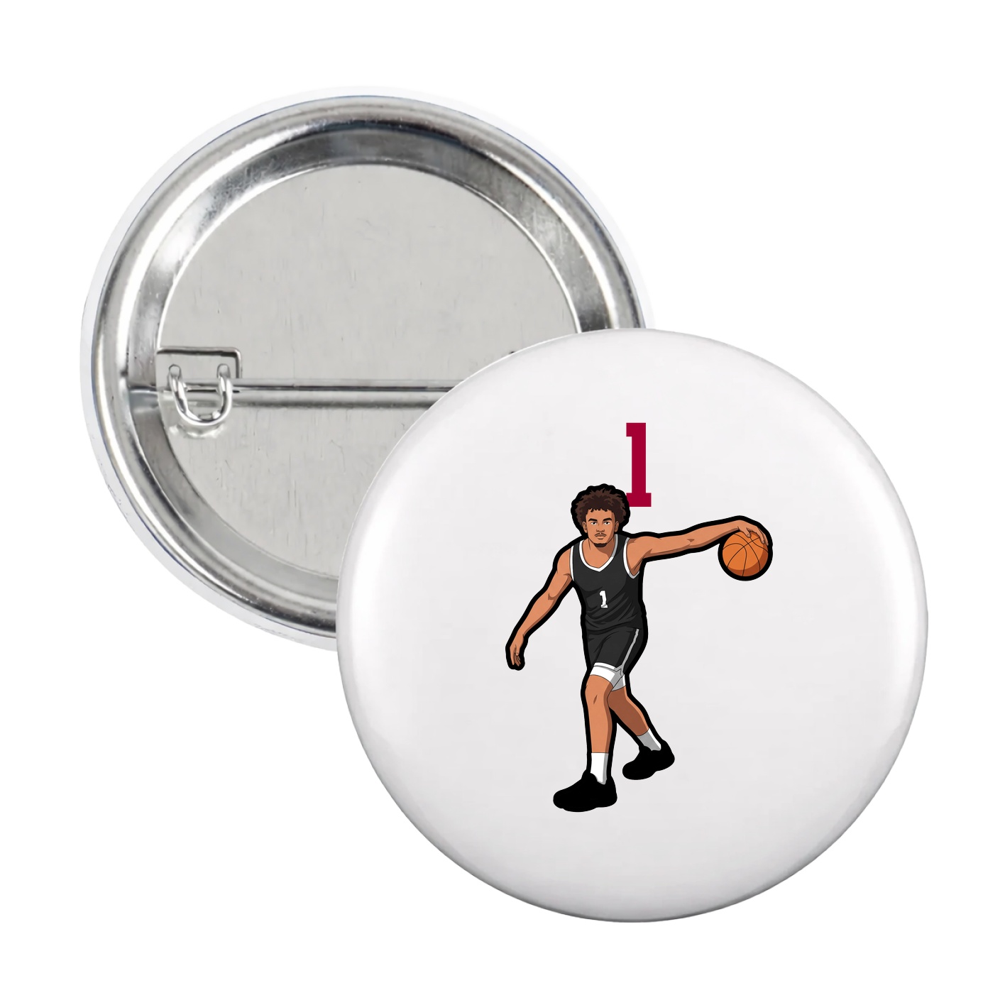Game Day Button — Number Top in White