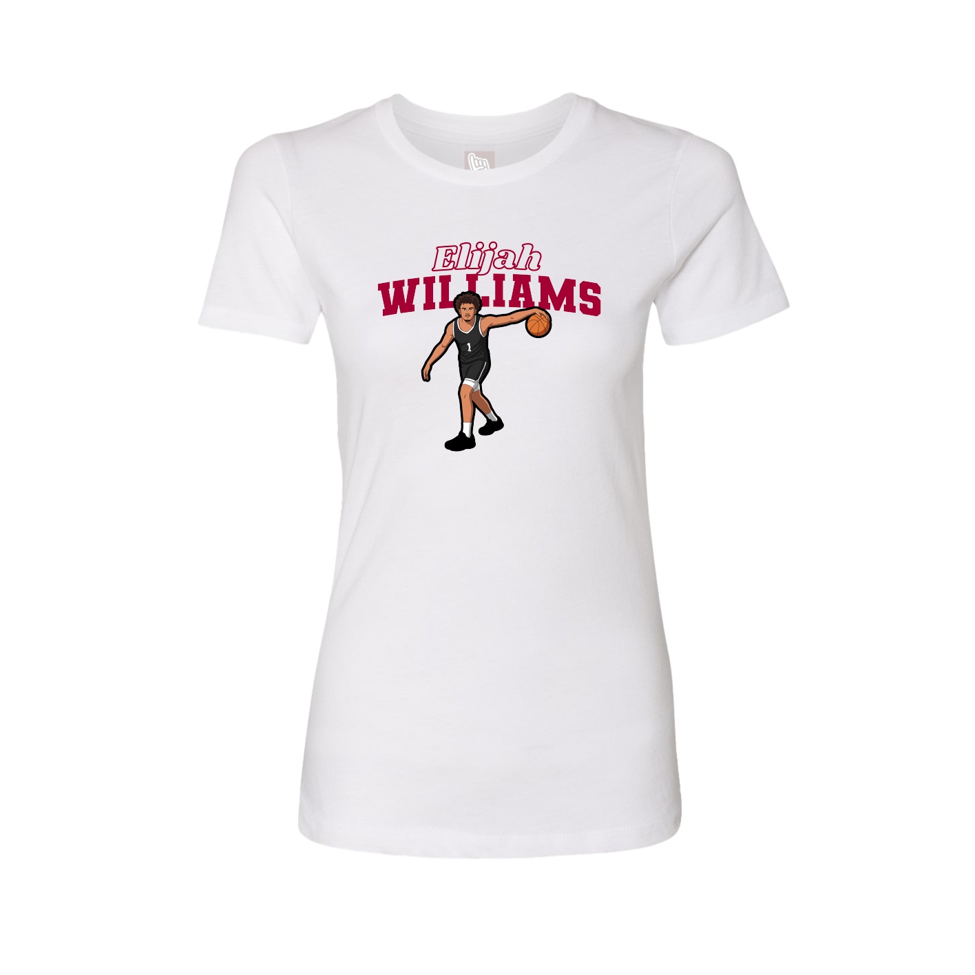 Fitted Women's Tee — Name Arch in White