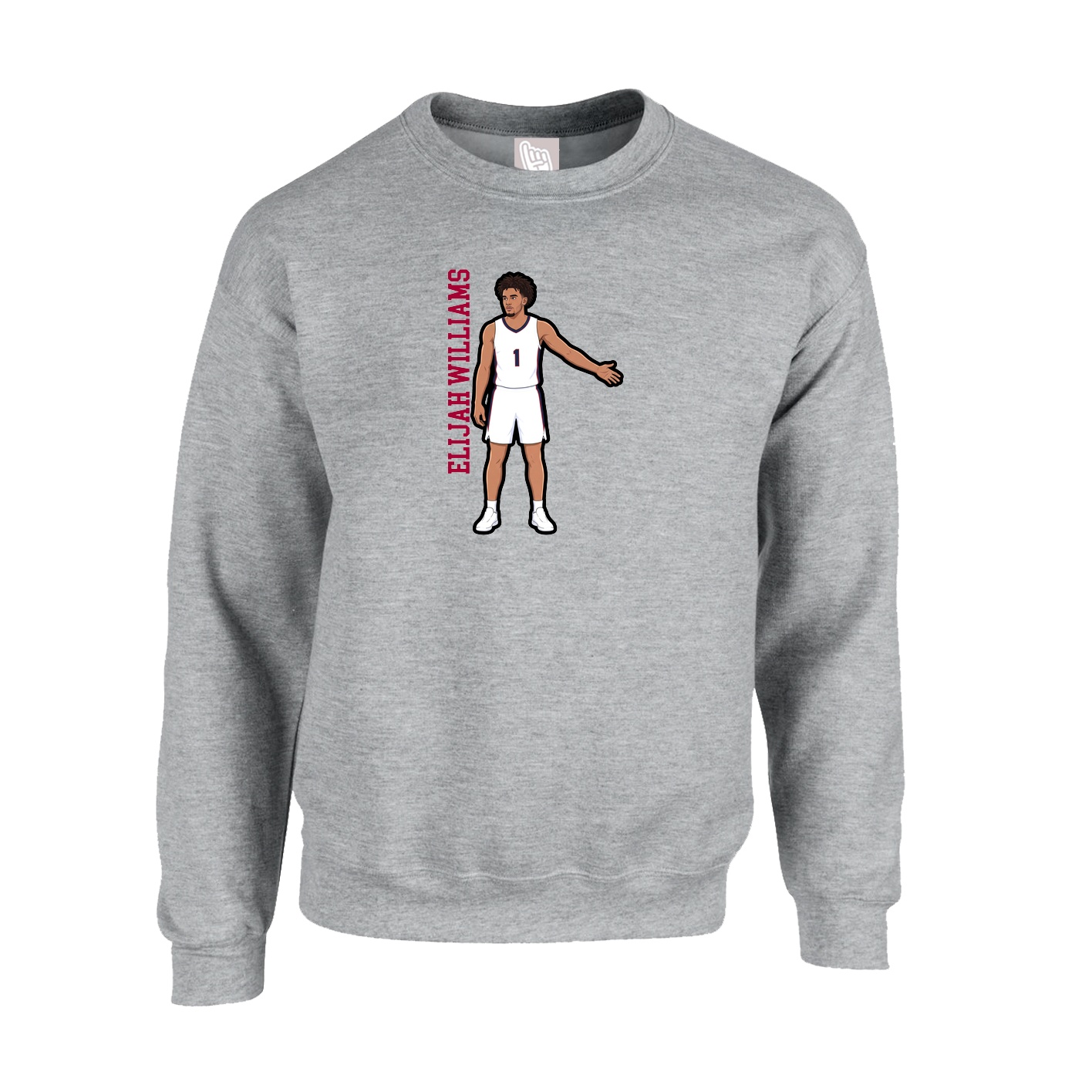 Fleece Crew — Name Vertical in Grey