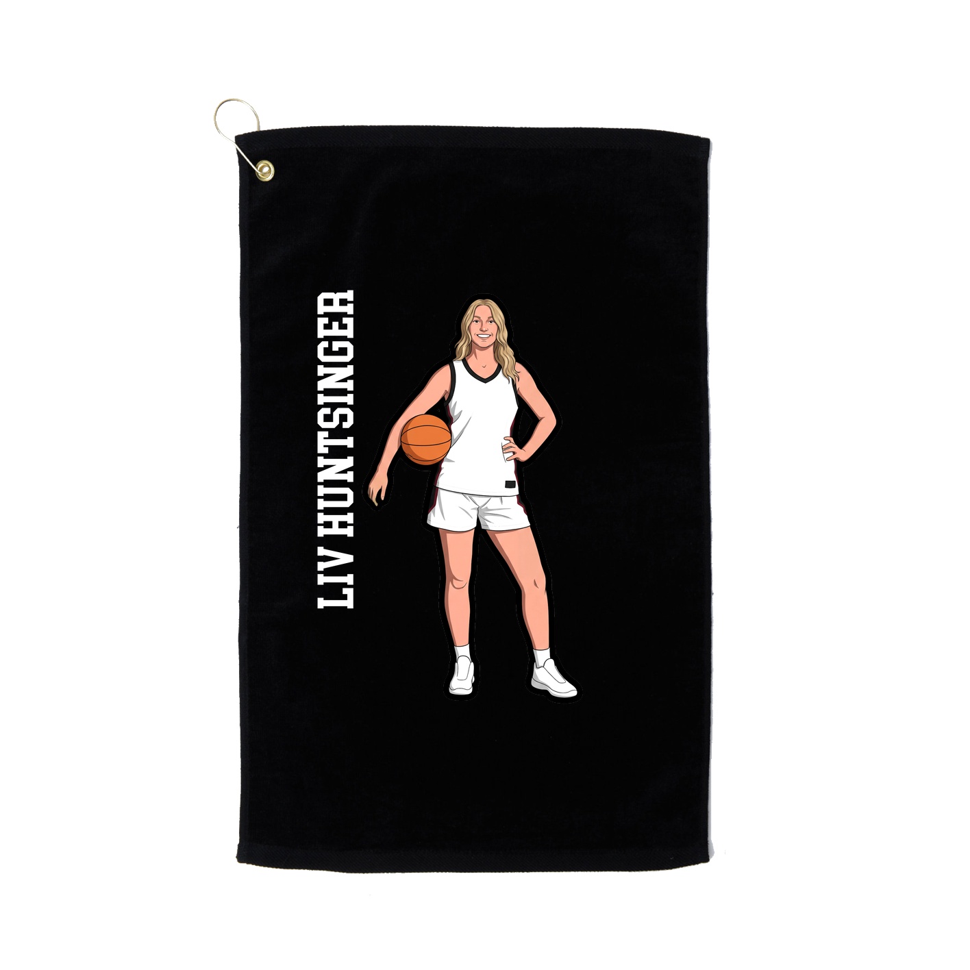 Golf Towel — Name Vertical in Black