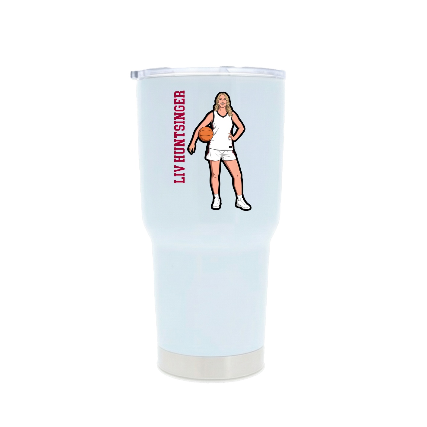 30oz Stainless Steel Tumbler — Name Vertical in White