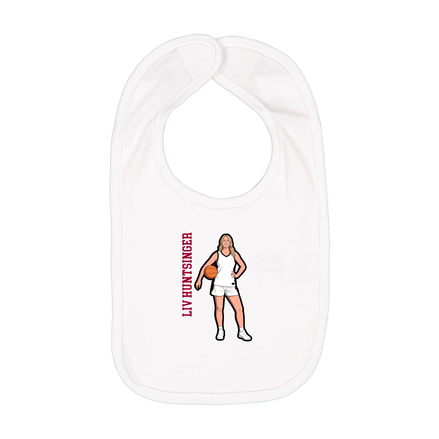 Infant Bib — Name Vertical in White