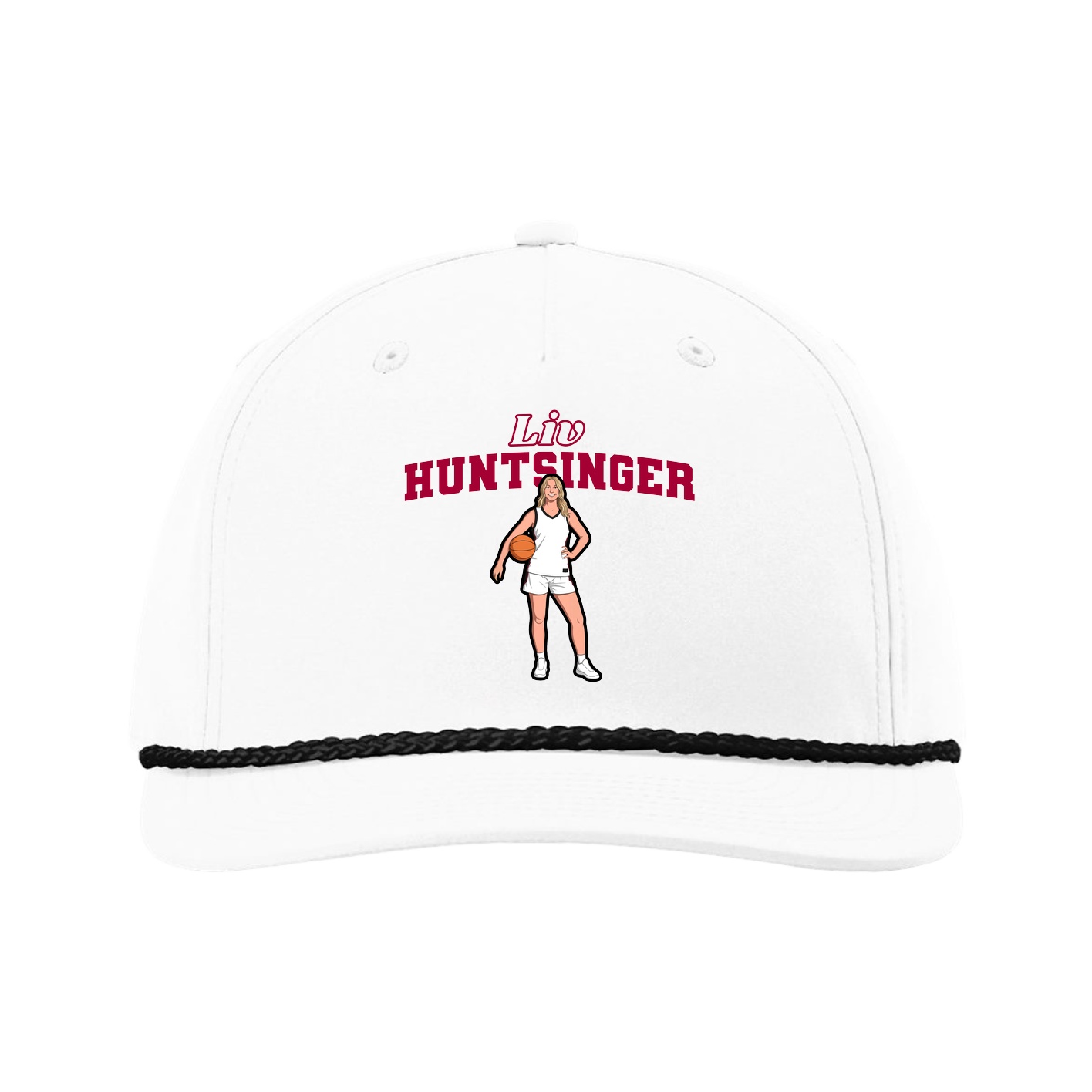 Five-Panel Classic Rope Cap — Name Arch in White