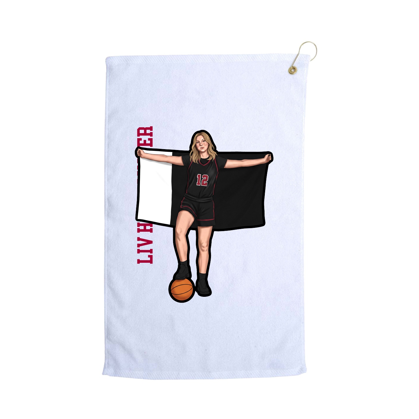 Golf Towel — Name Vertical in White