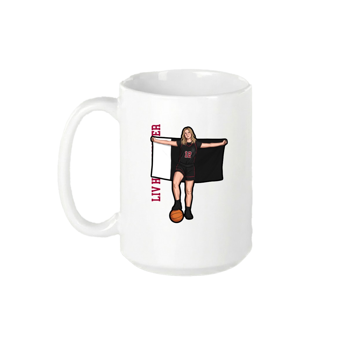 15oz Coffee Mug — Name Vertical in White