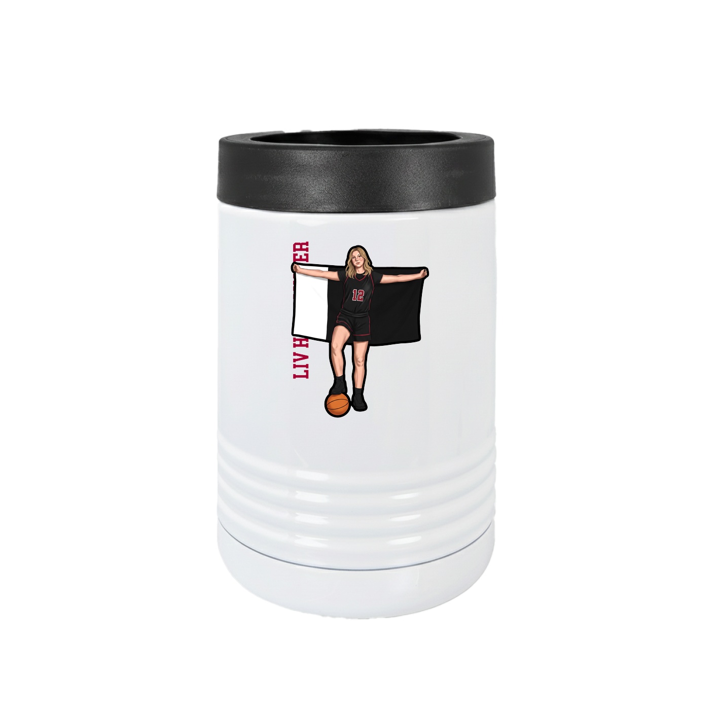 Beverage Holder — Name Vertical in White