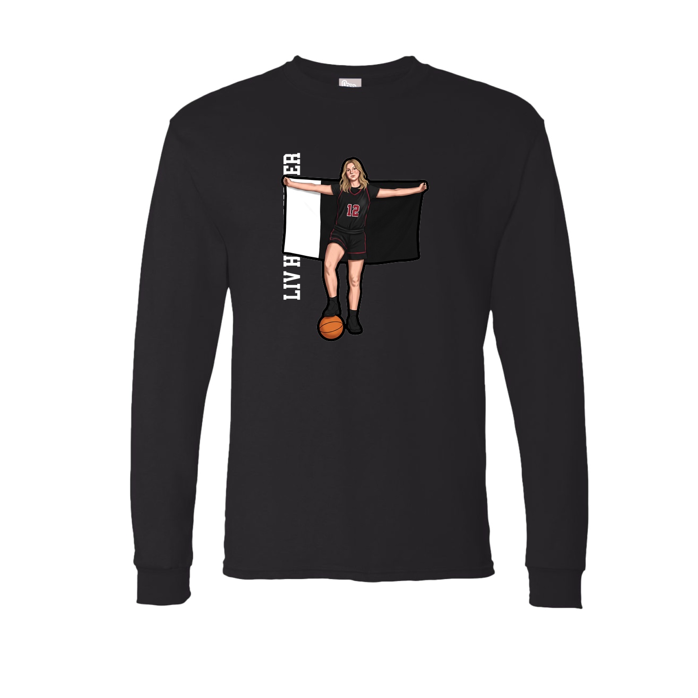 Long Sleeve Tee — Name Vertical in Black