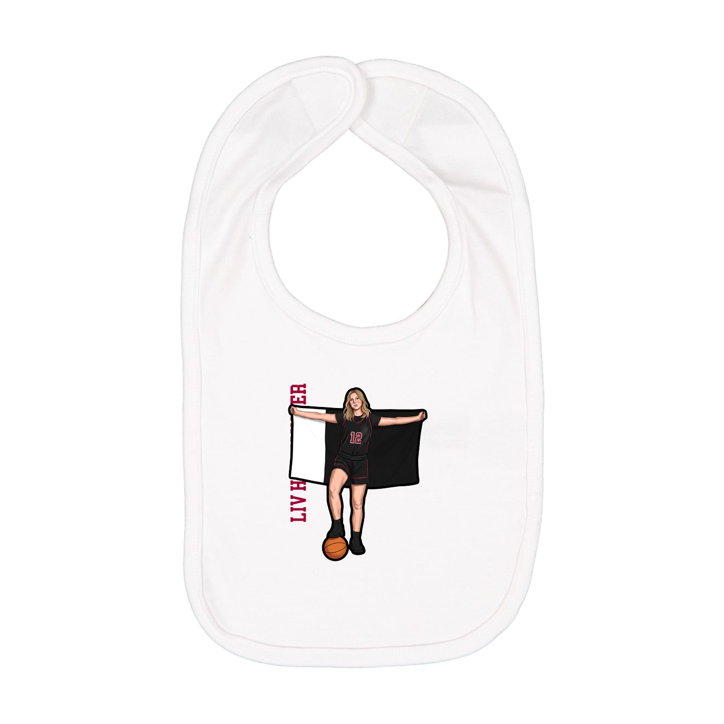 Infant Bib — Name Vertical in White