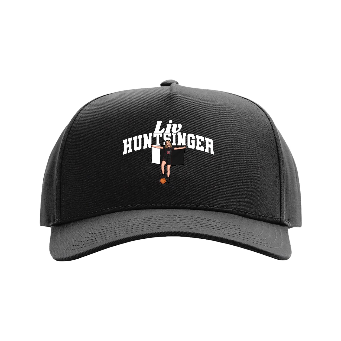 Full Fabric Five-Panel Champ Cap — Signature Arch in Black