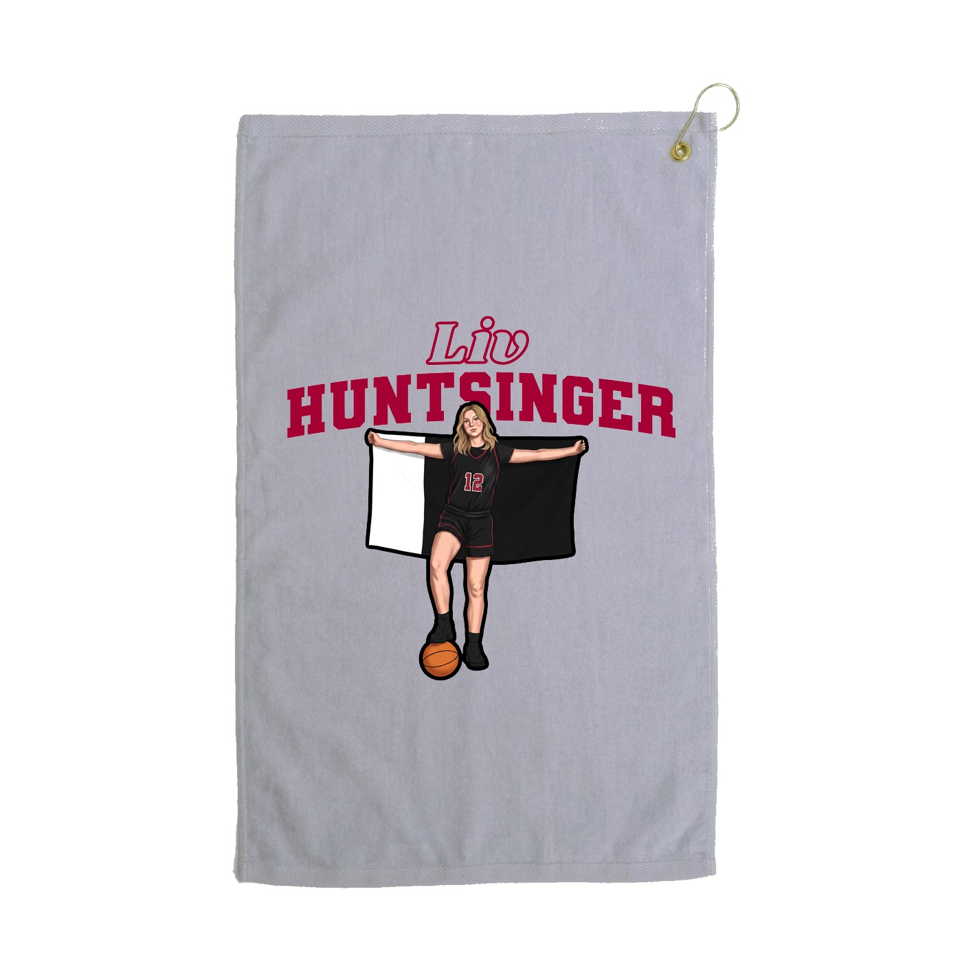 Golf Towel — Name Arch in Grey