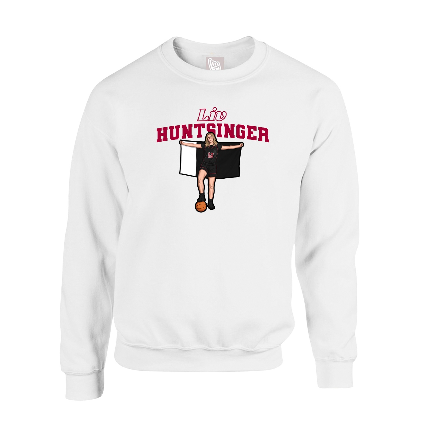 Fleece Crew — Name Arch in White