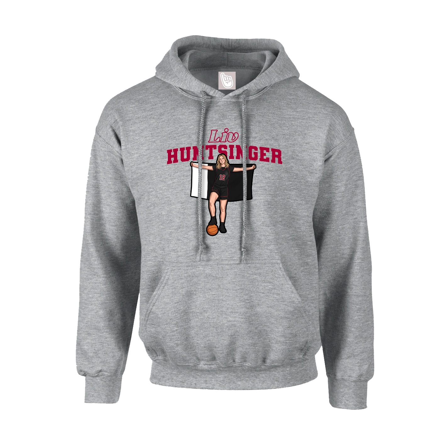Youth Hoodie — Name Arch in Grey