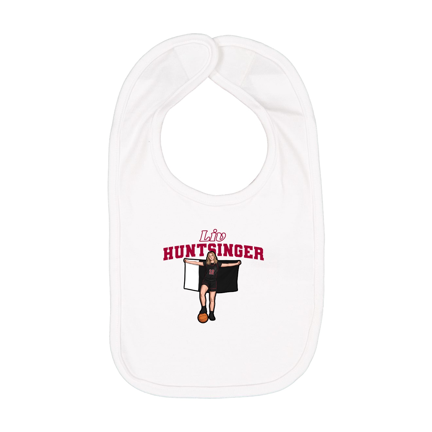 Infant Bib — Name Arch in White