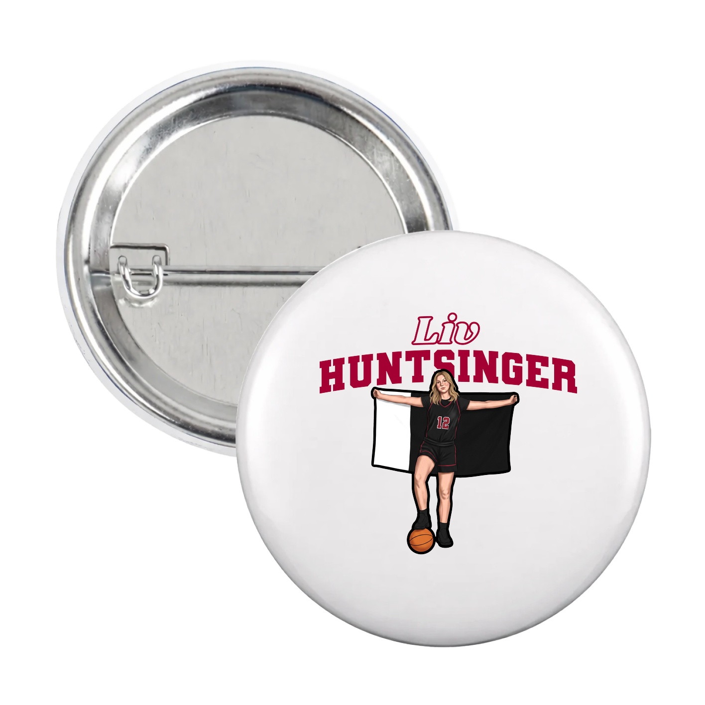Game Day Button — Name Arch in White