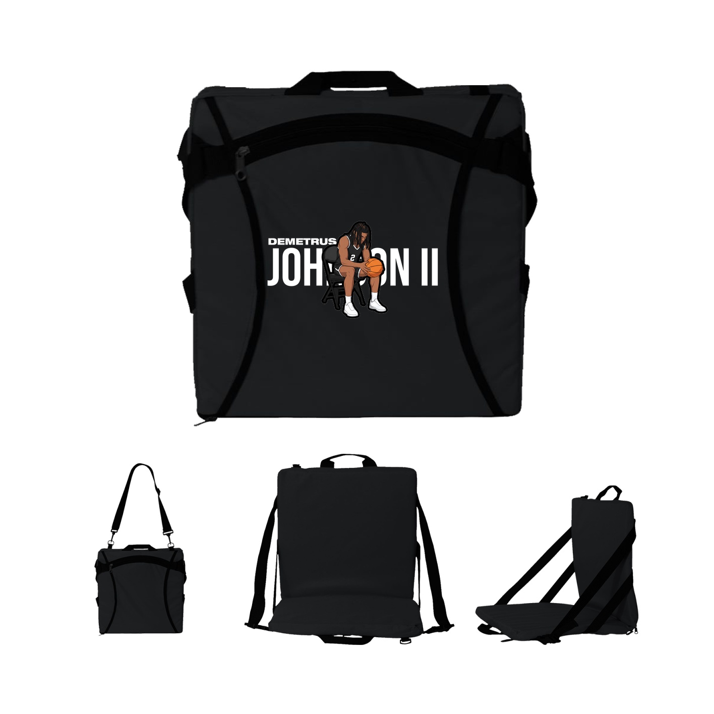 Folding Stadium Seat — Player Name in Black