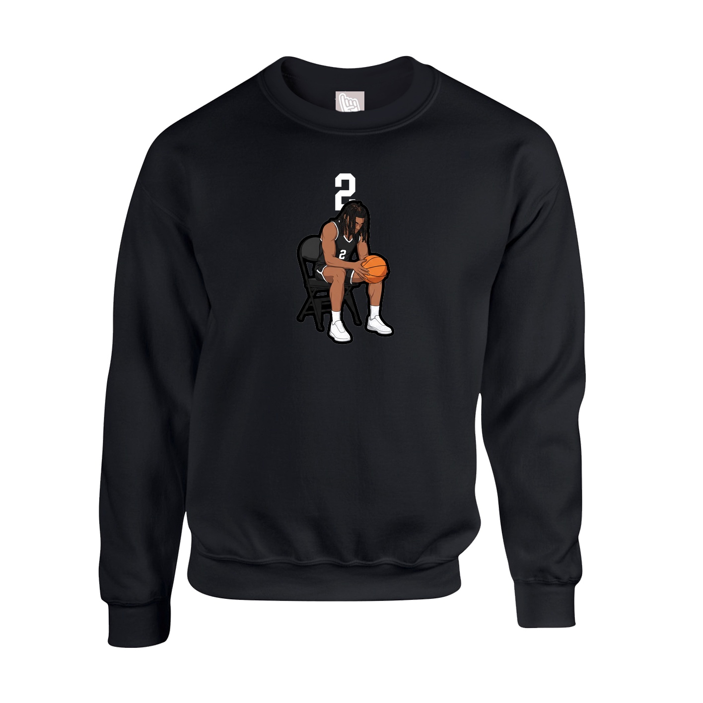 Fleece Crew — Number Top in Black