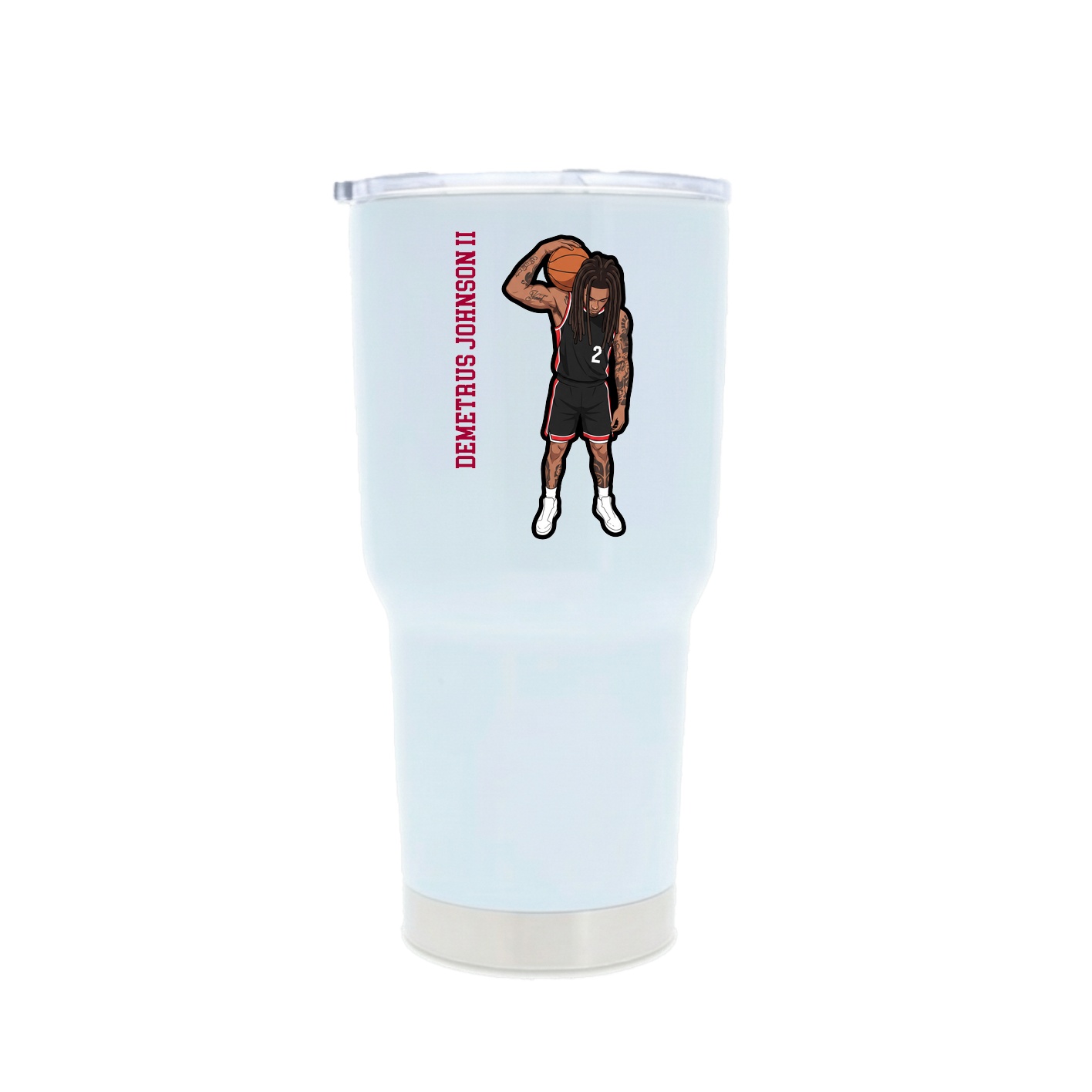 30oz Stainless Steel Tumbler — Name Vertical in White