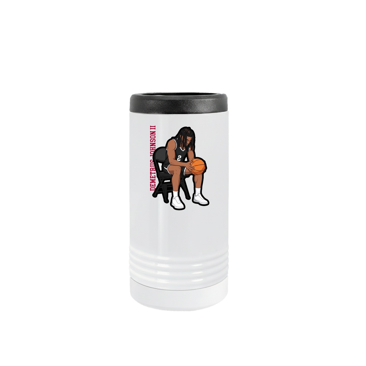 Slim Beverage Holder — Name Vertical in White