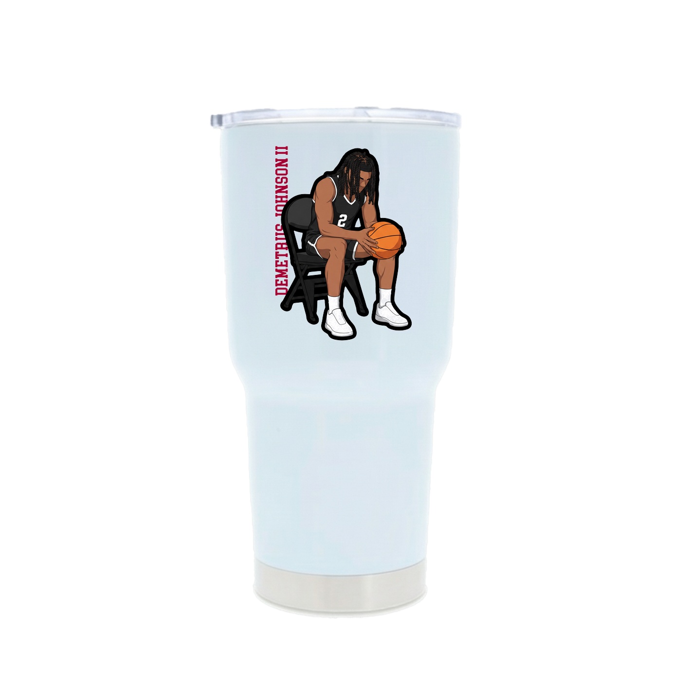 30oz Stainless Steel Tumbler — Name Vertical in White