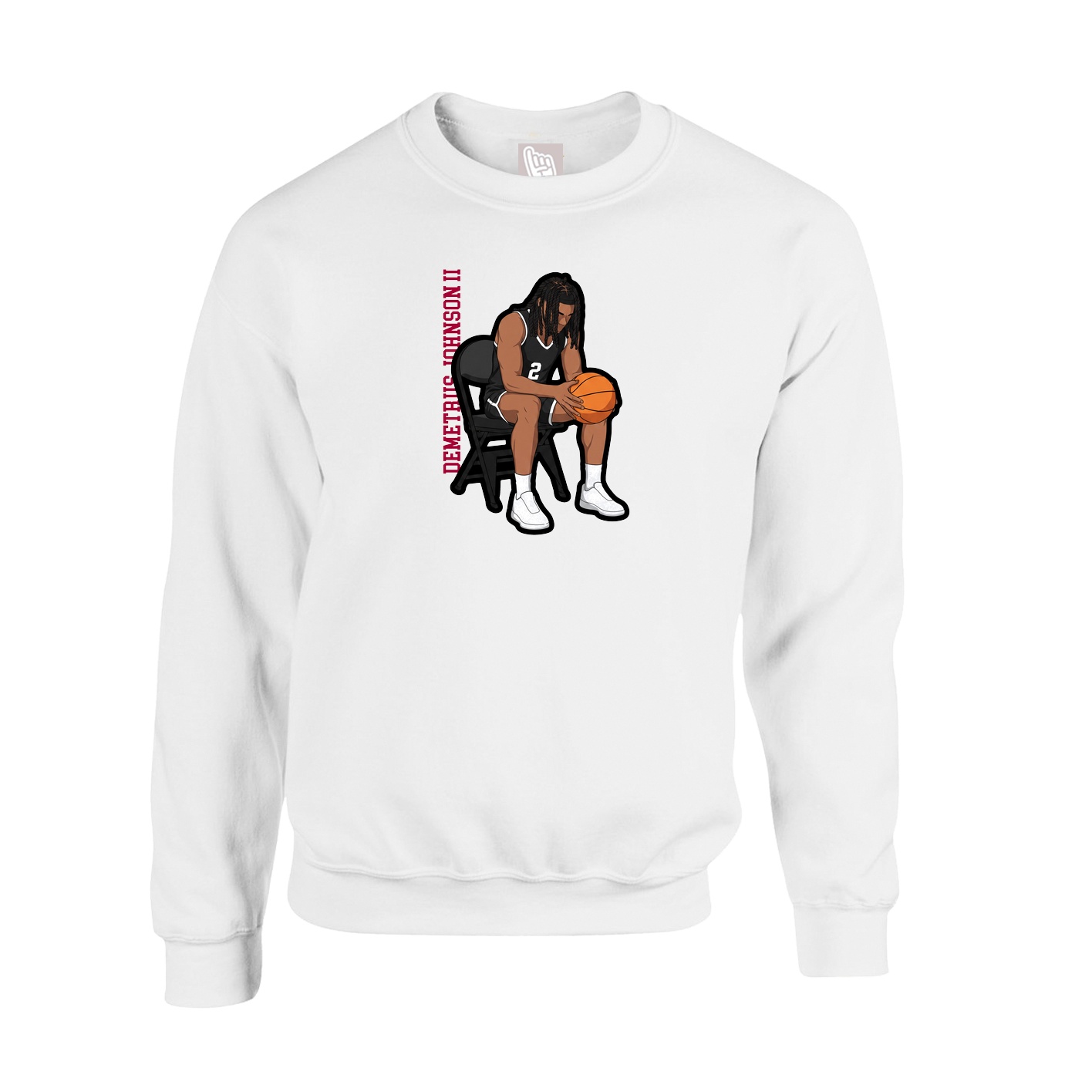 Fleece Crew — Name Vertical in White