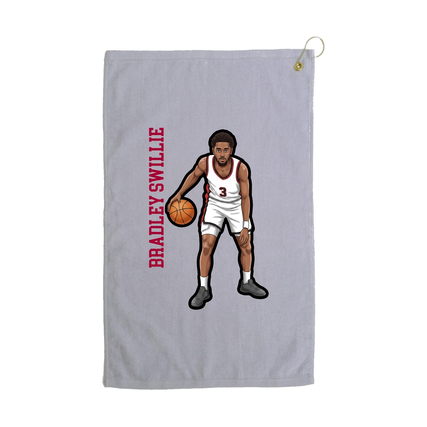 Golf Towel — Name Vertical in Grey