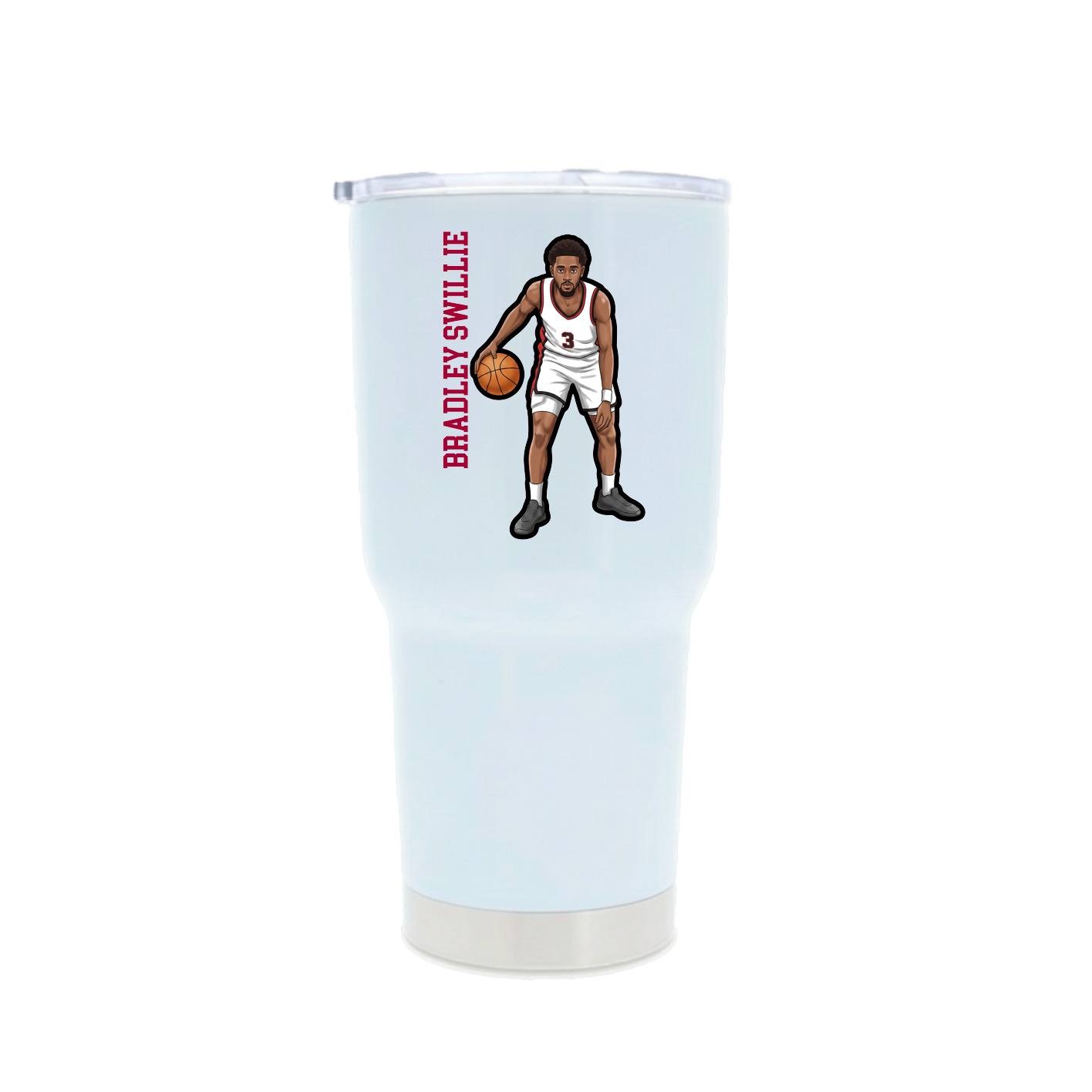 30oz Stainless Steel Tumbler — Name Vertical in White
