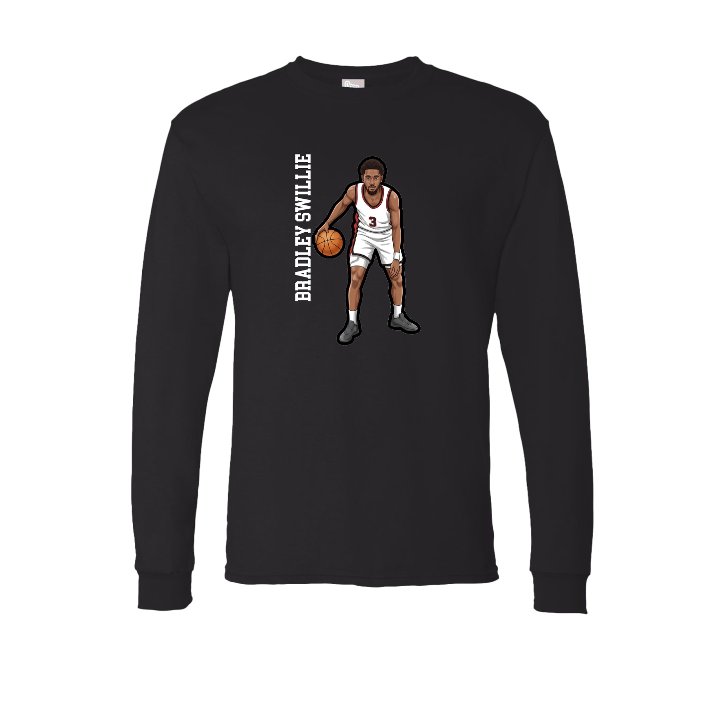 Long Sleeve Tee — Name Vertical in Black
