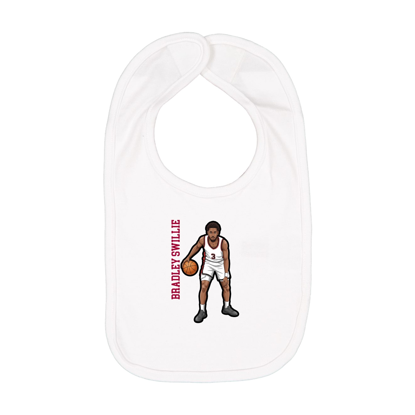 Infant Bib — Name Vertical in White