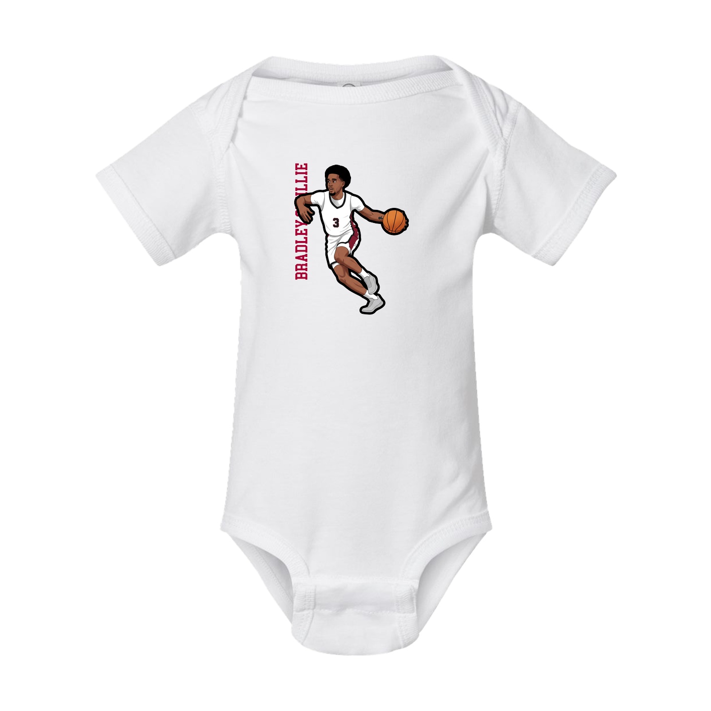 Baby Onesie — Name Vertical in White
