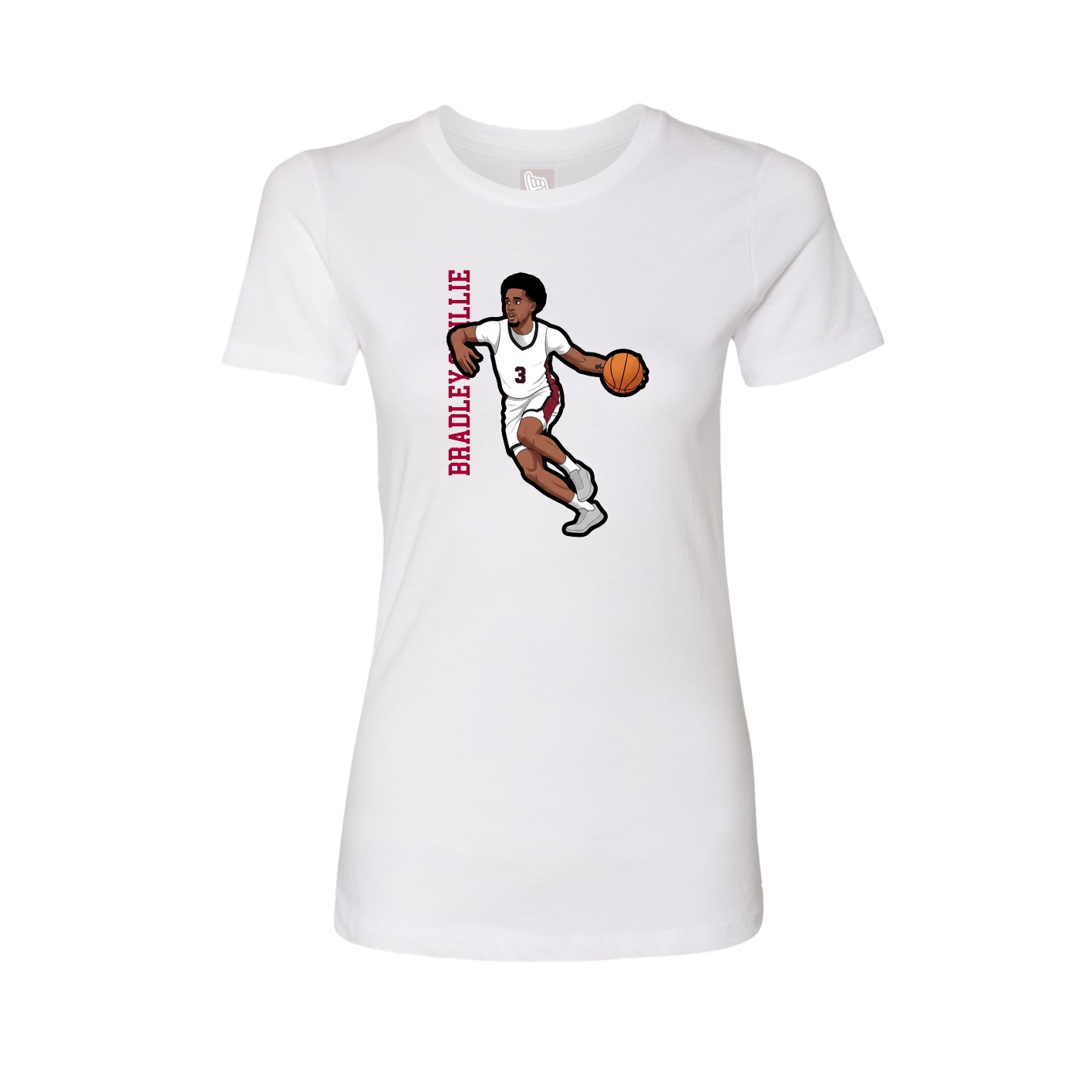 Fitted Women's Tee — Name Vertical in White