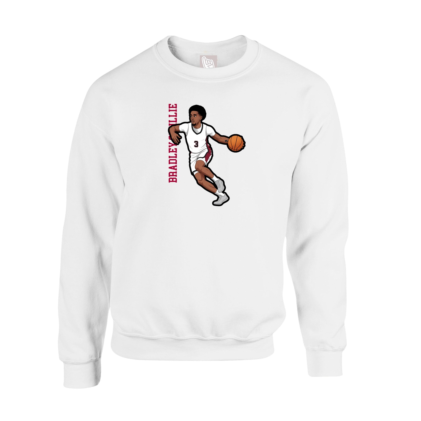 Fleece Crew — Name Vertical in White