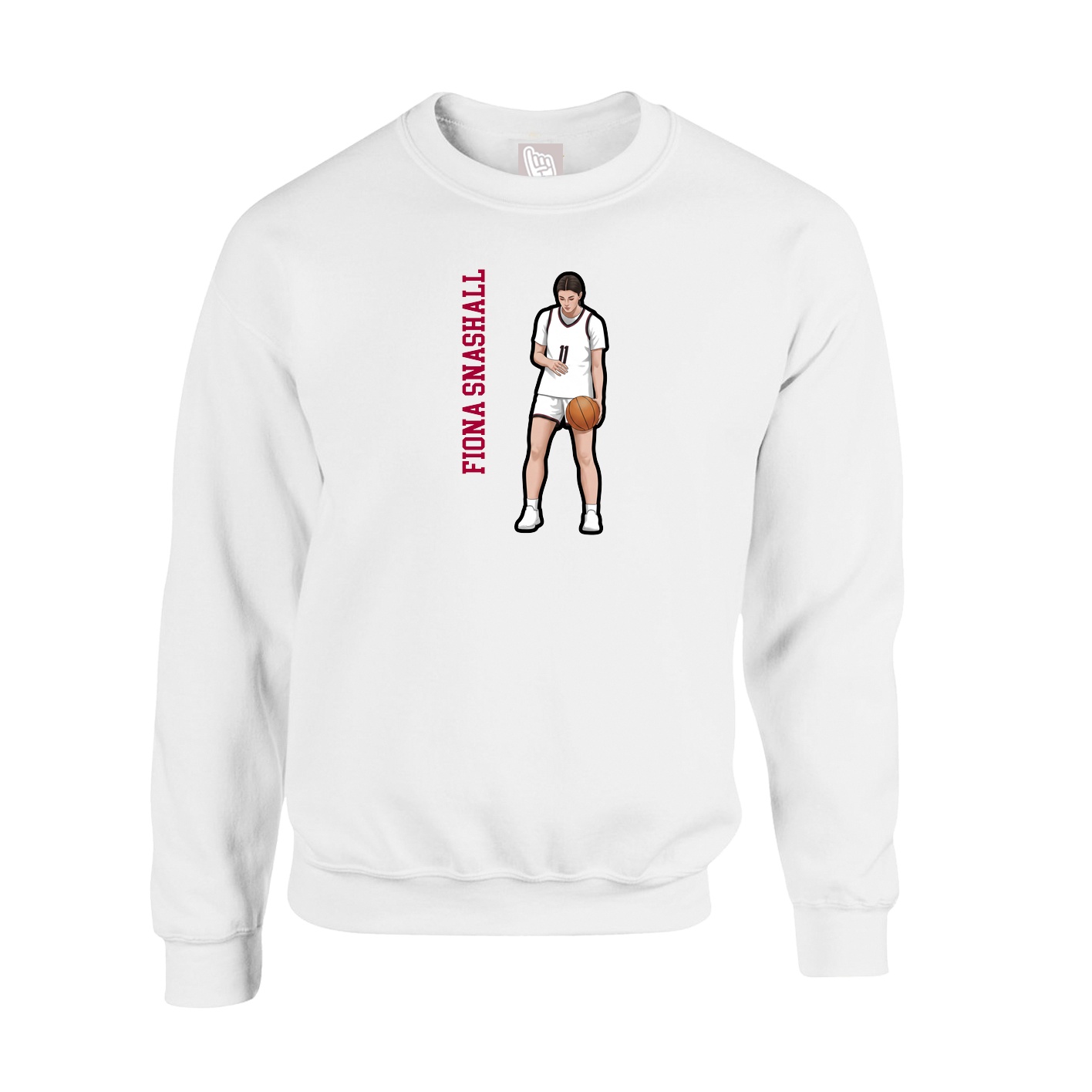 Fleece Crew — Name Vertical in White