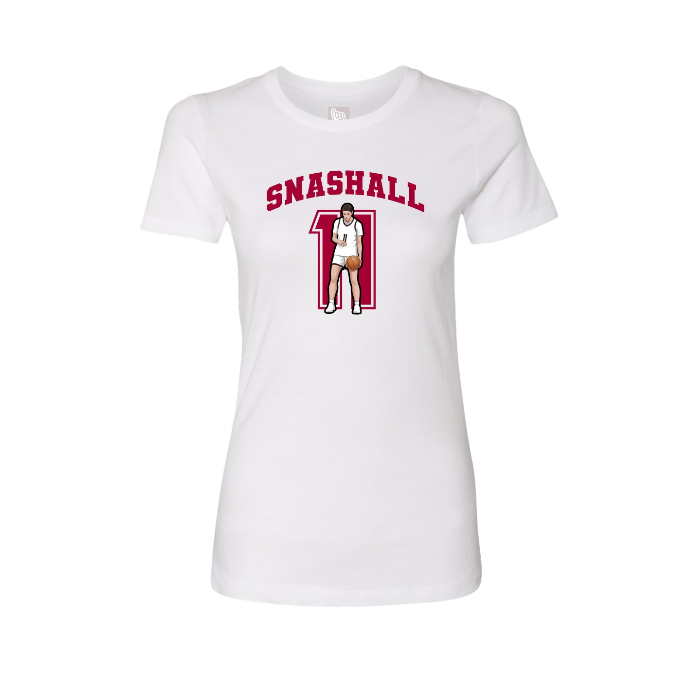 Fitted Women's Tee — Number in White