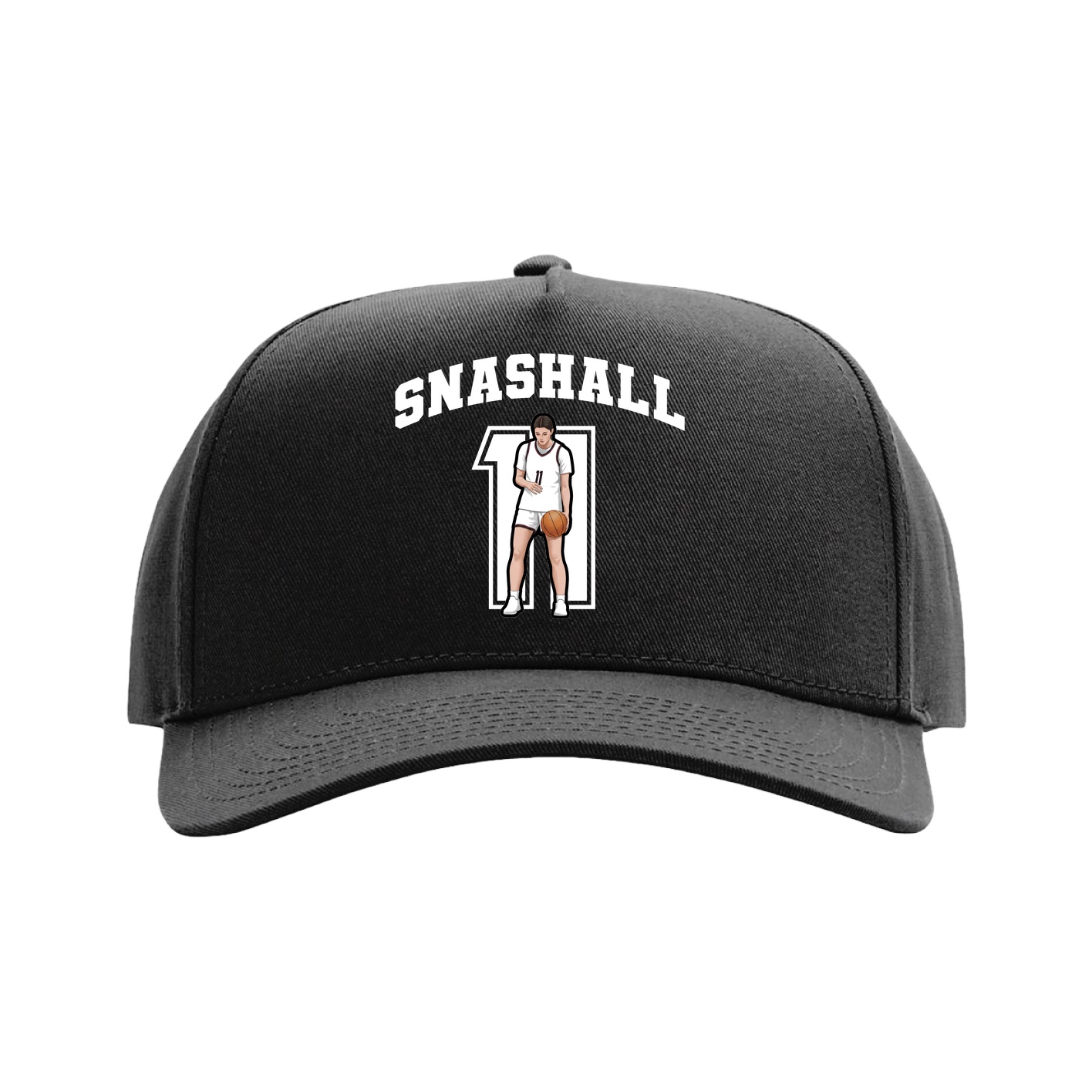 Full Fabric Five-Panel Champ Cap — Number in Black