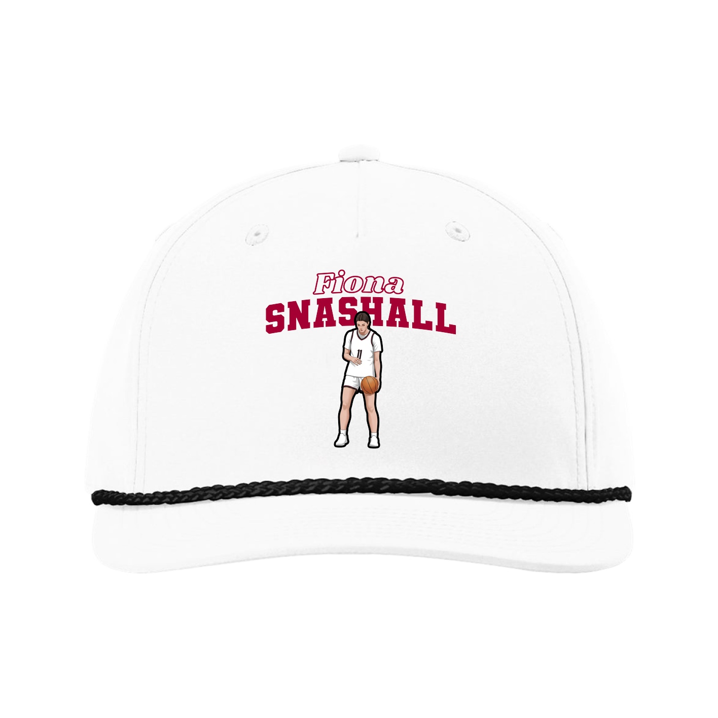 Five-Panel Classic Rope Cap — Name Arch in White