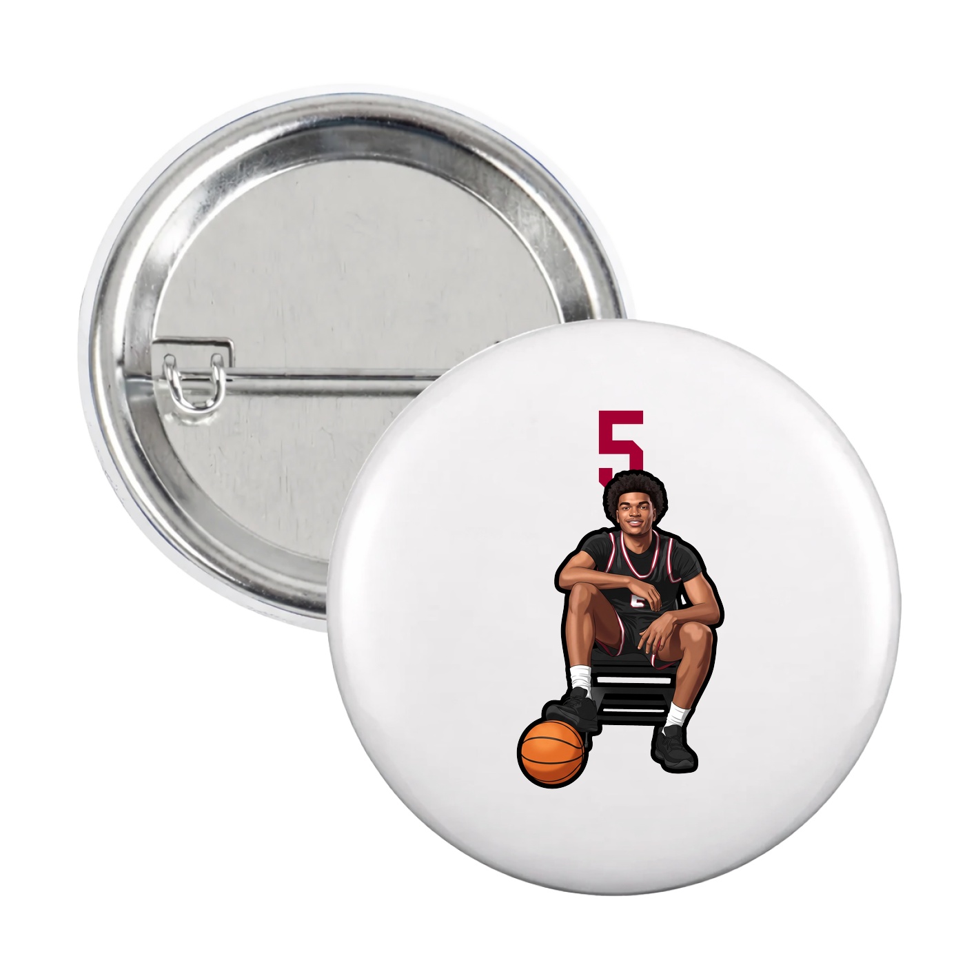Game Day Button — Number Top in White