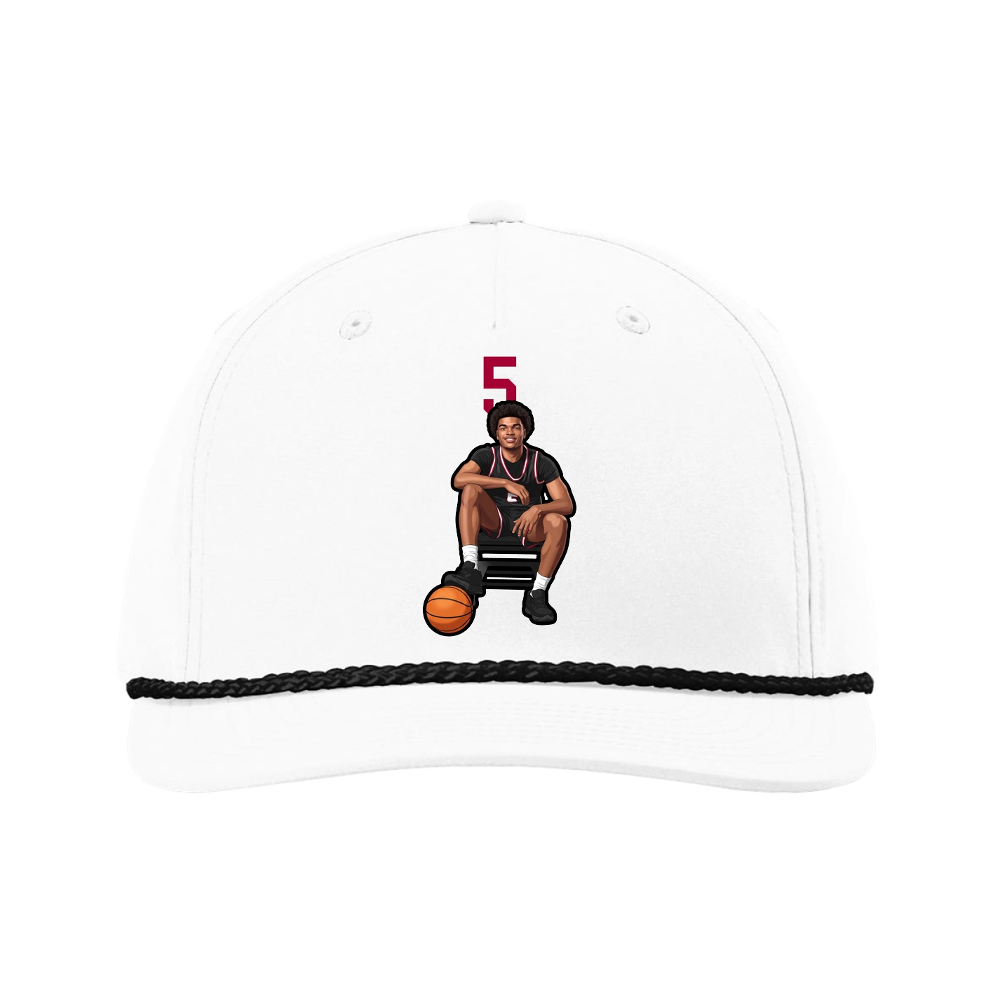 Five-Panel Classic Rope Cap — Number Top in White