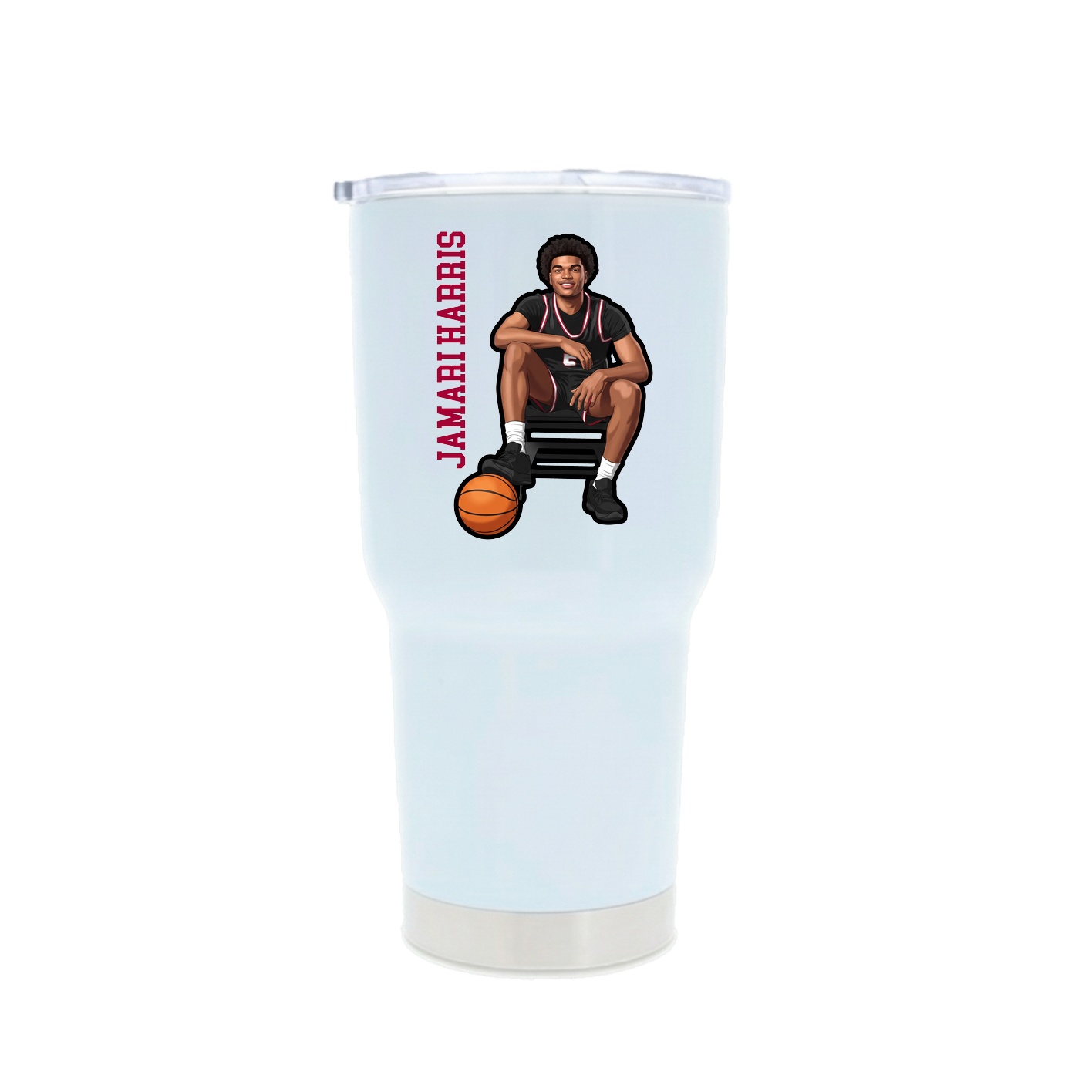 30oz Stainless Steel Tumbler — Name Vertical in White