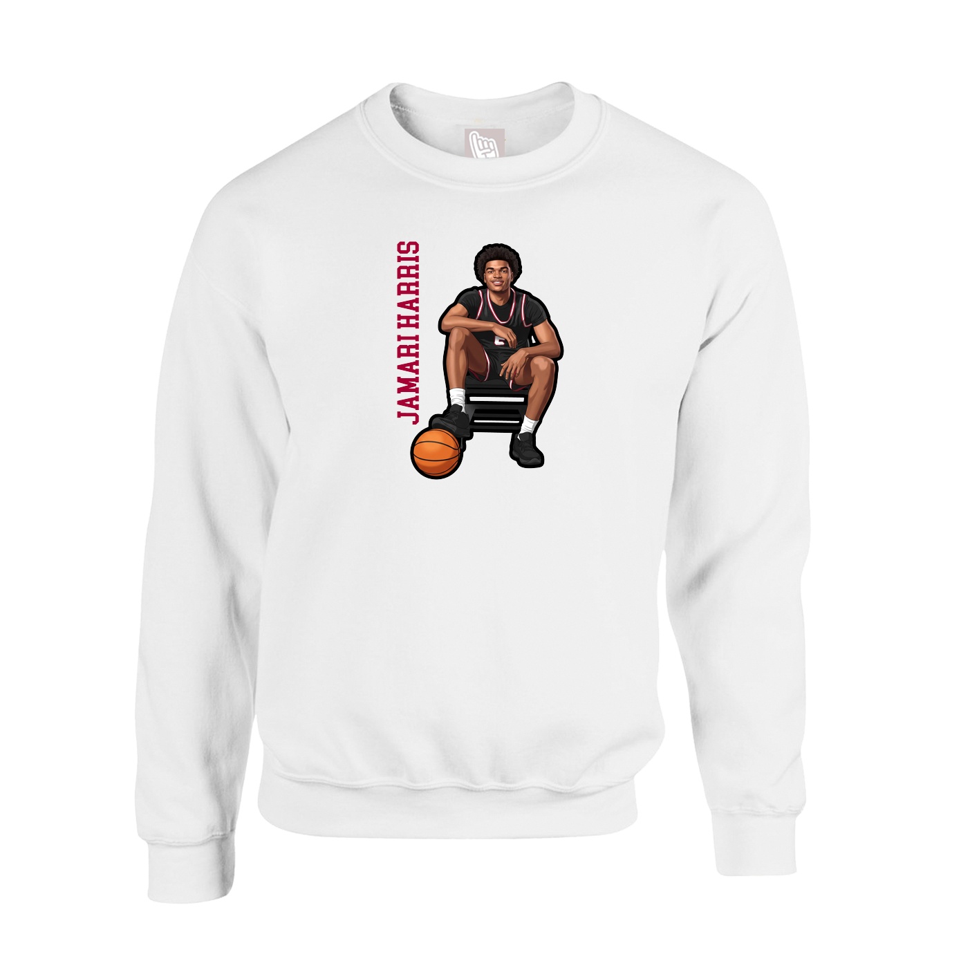 Fleece Crew — Name Vertical in White