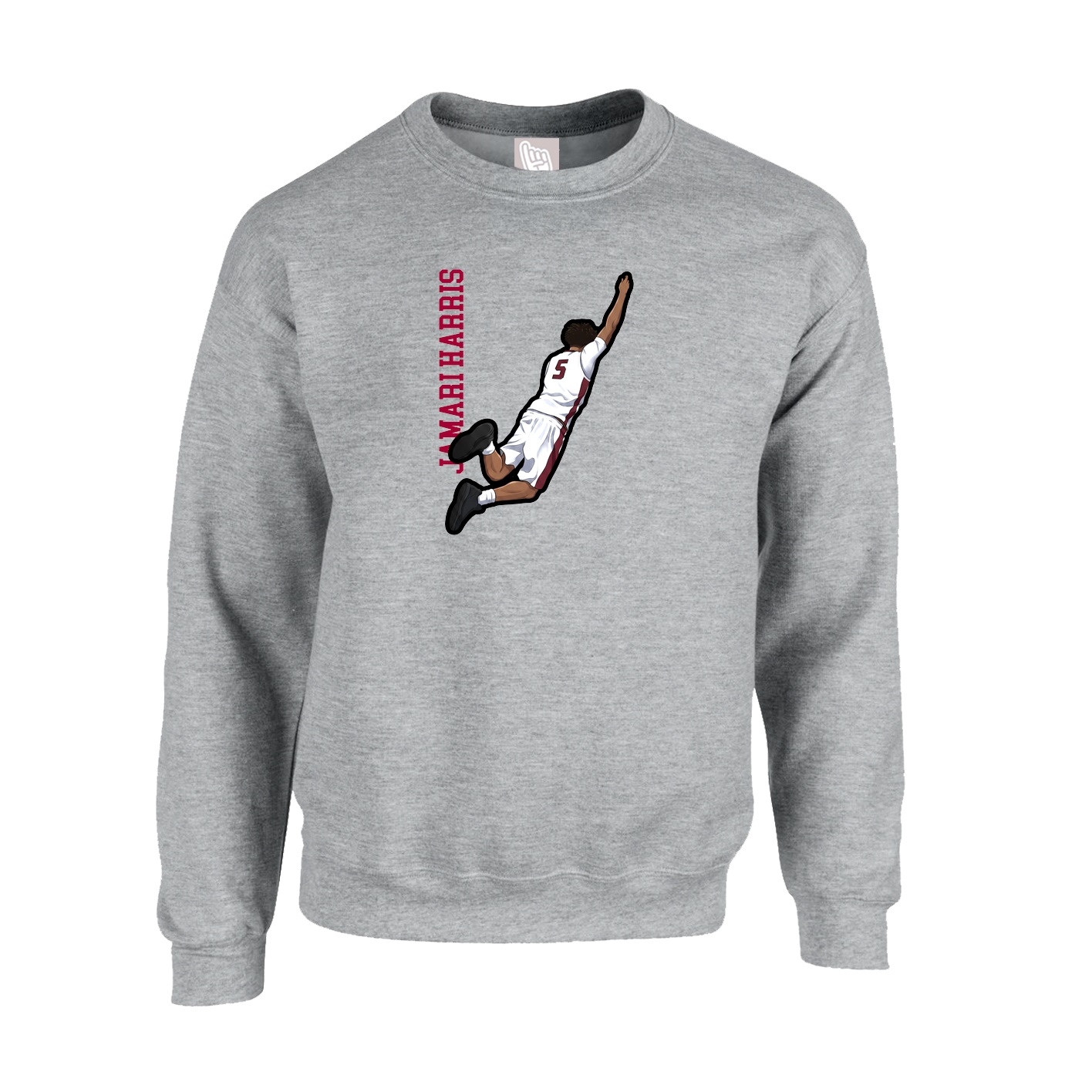 Fleece Crew — Name Vertical in Grey