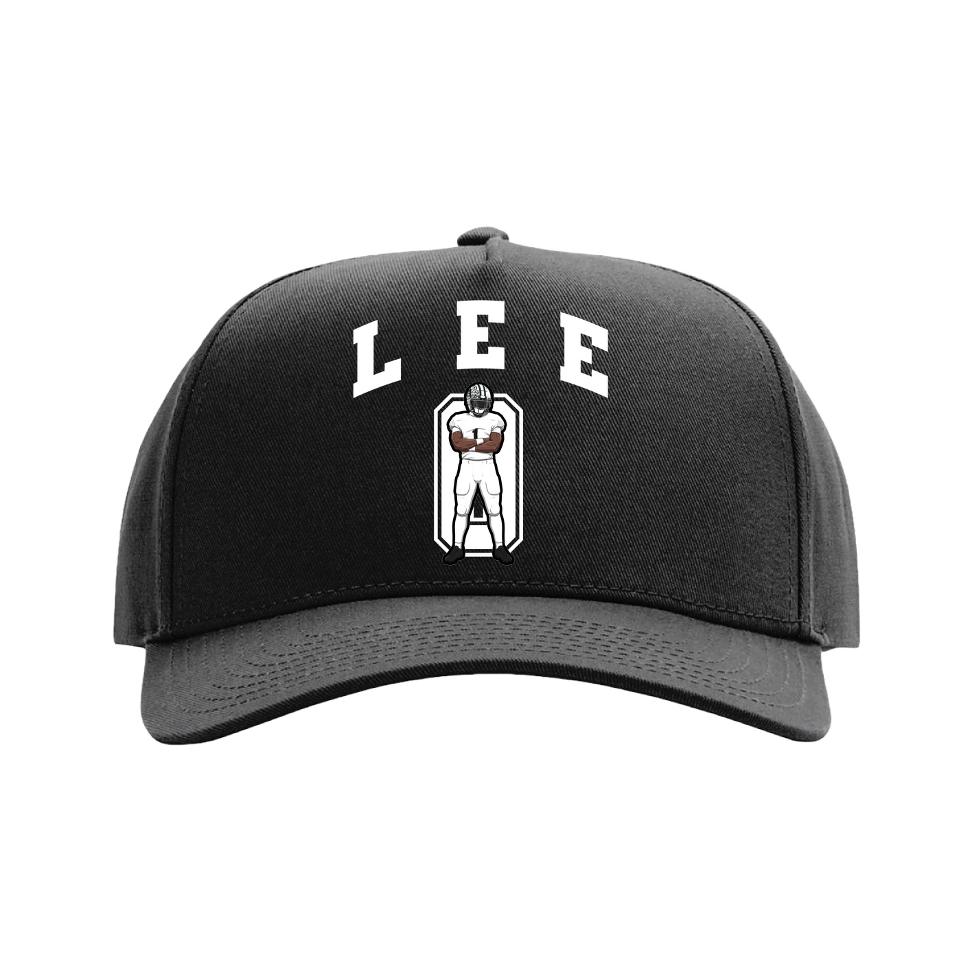 Full Fabric Five-Panel Champ Cap — Number in Black
