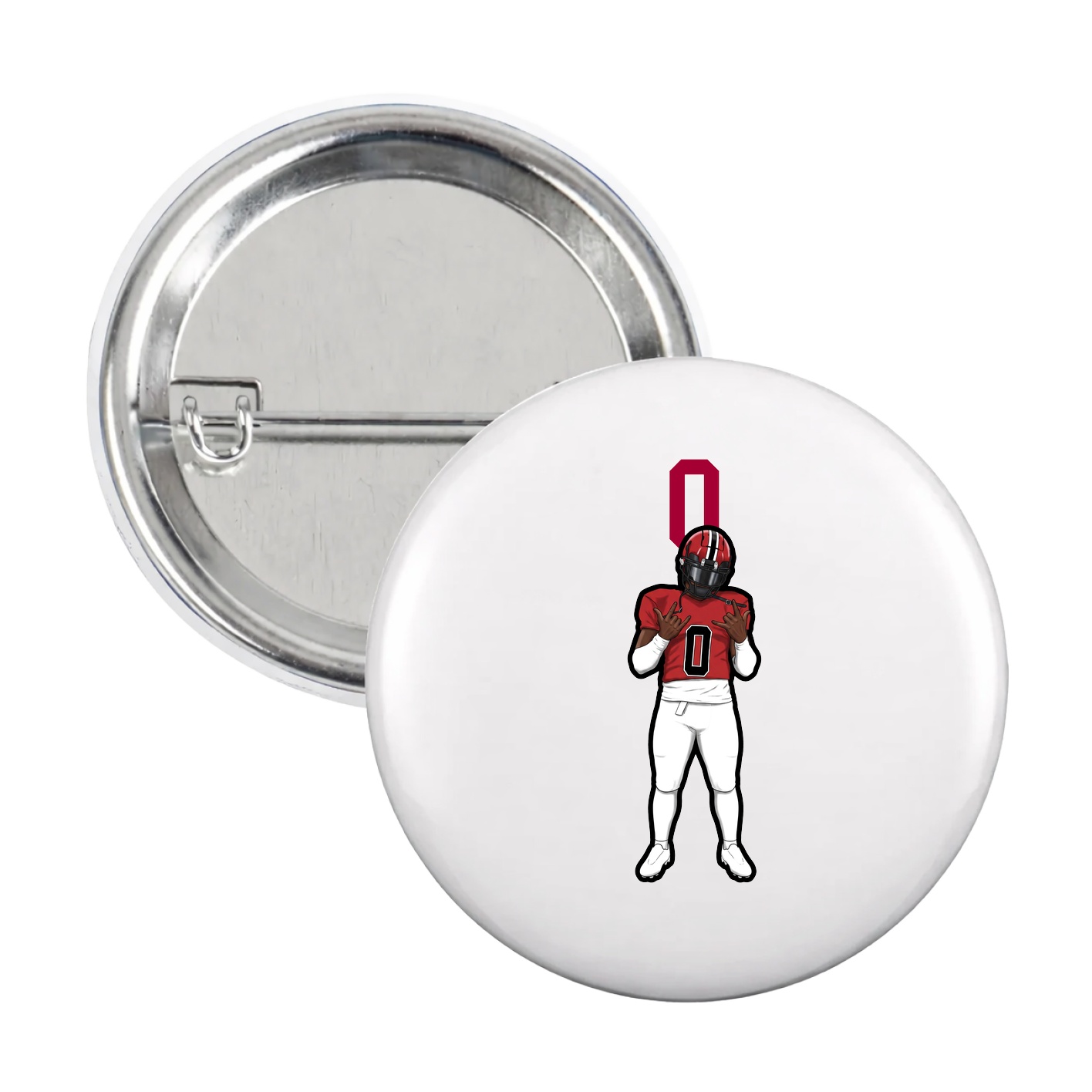 Game Day Button — Number Top in White