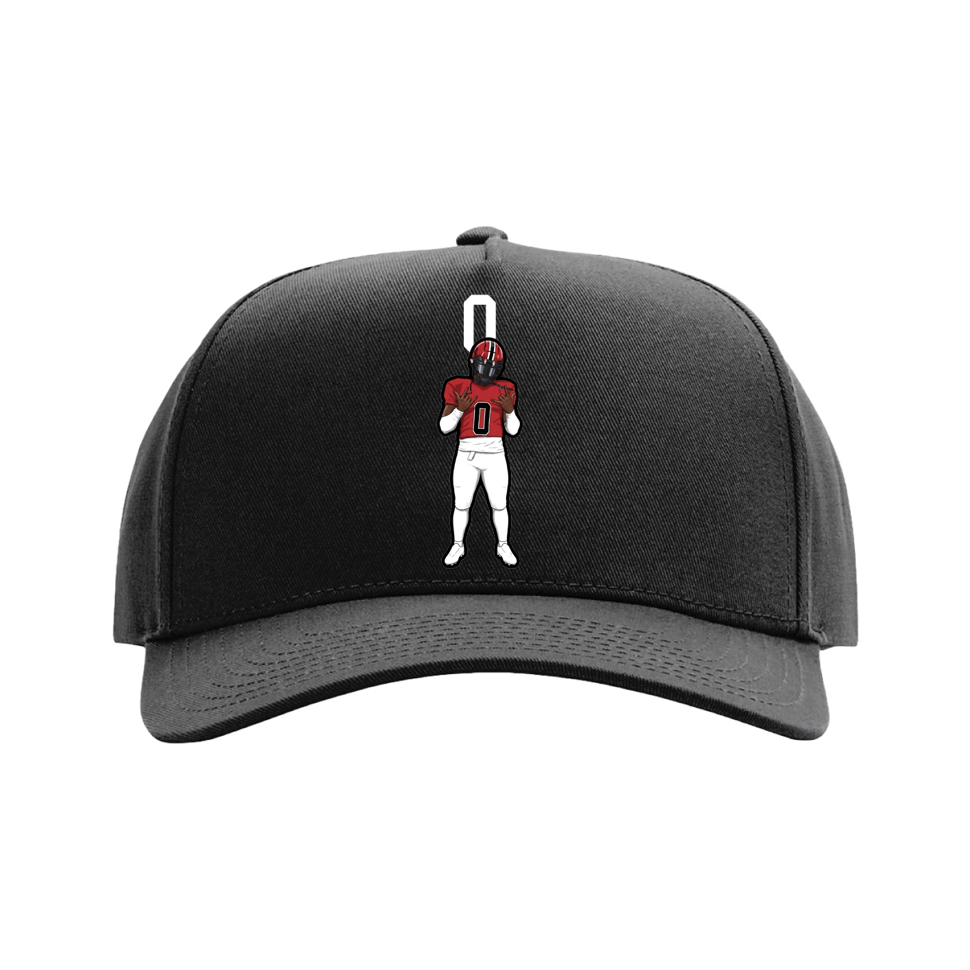 Full Fabric Five-Panel Champ Cap — Number Top in Black