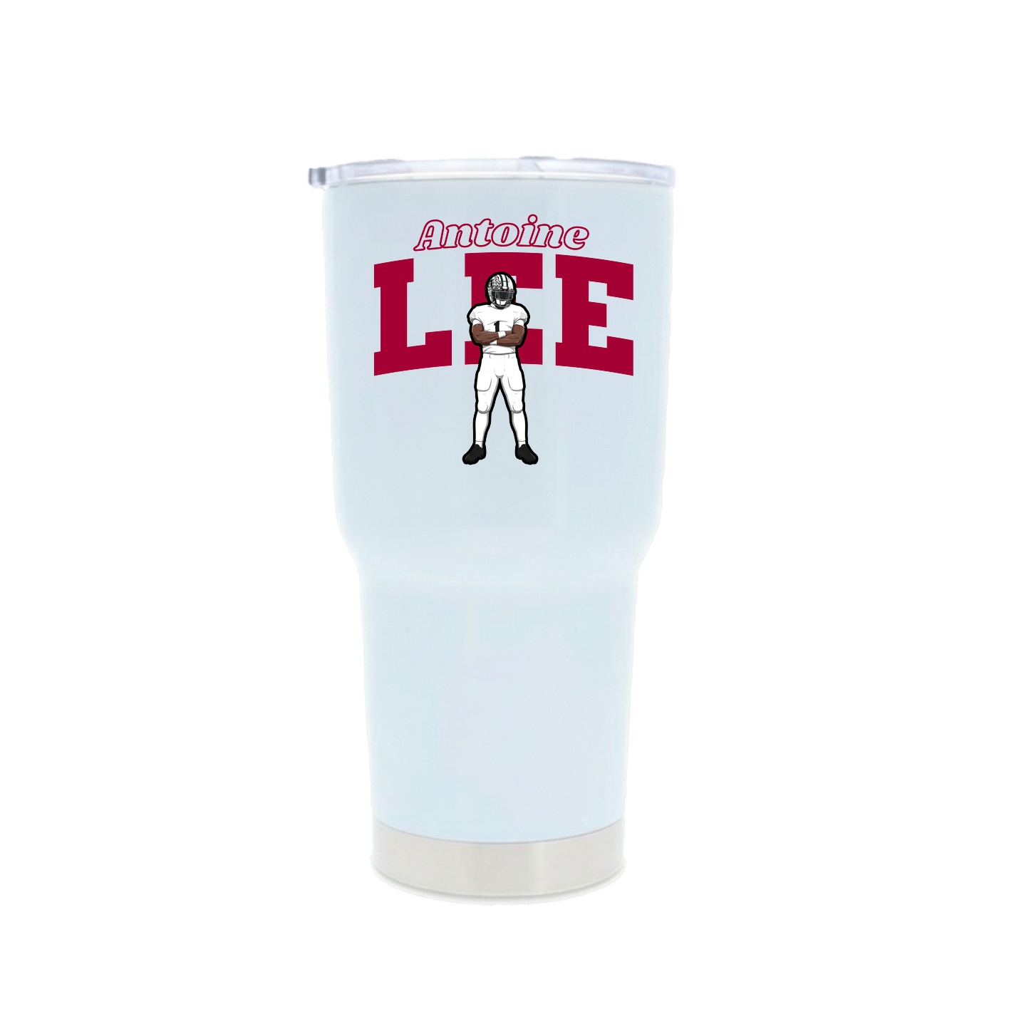 30oz Stainless Steel Tumbler — Name Arch in White