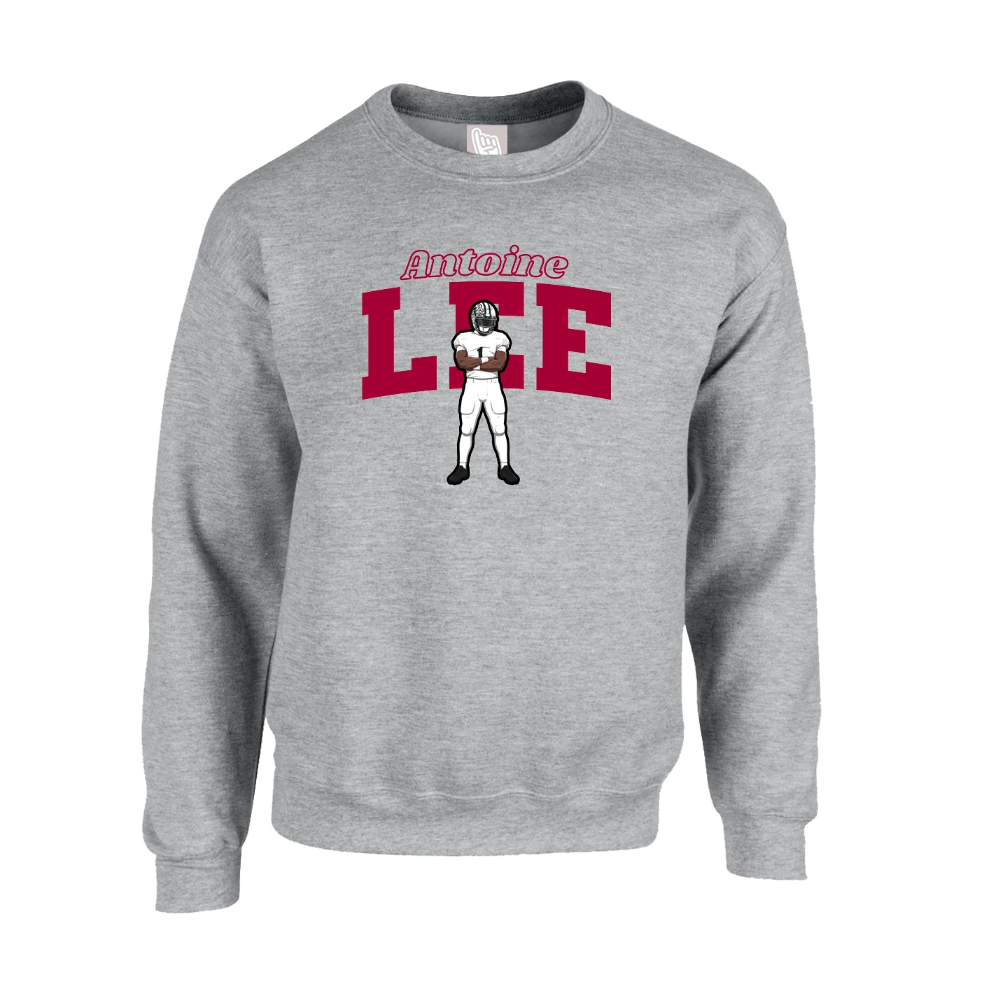 Fleece Crew — Name Arch in Grey