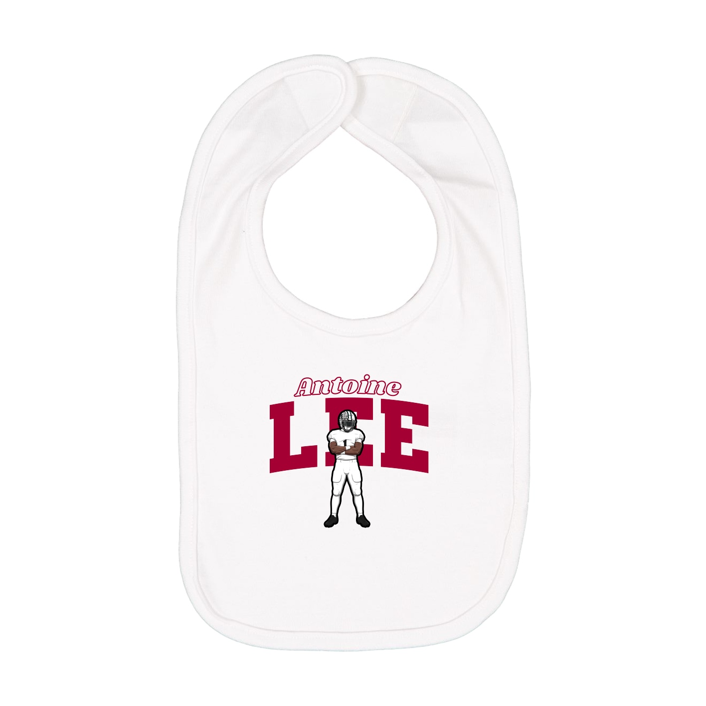 Infant Bib — Name Arch in White