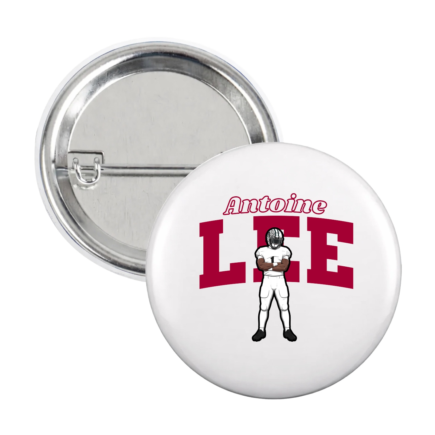 Game Day Button — Name Arch in White