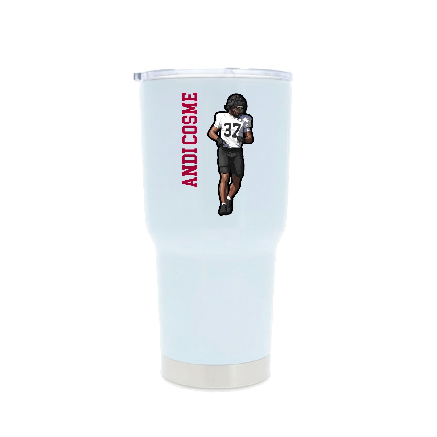 30oz Stainless Steel Tumbler — Name Vertical in White