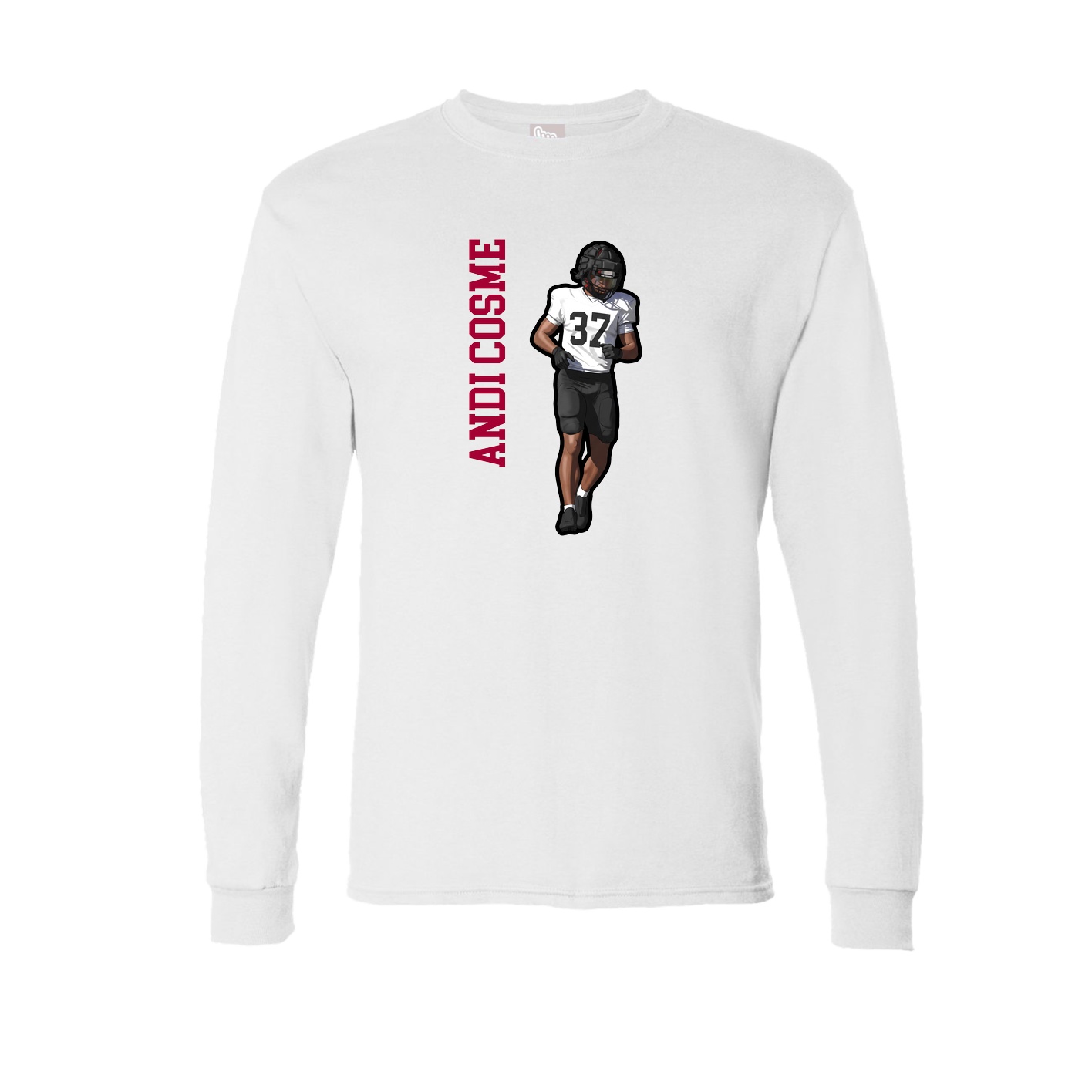 Long Sleeve Tee — Name Vertical in White