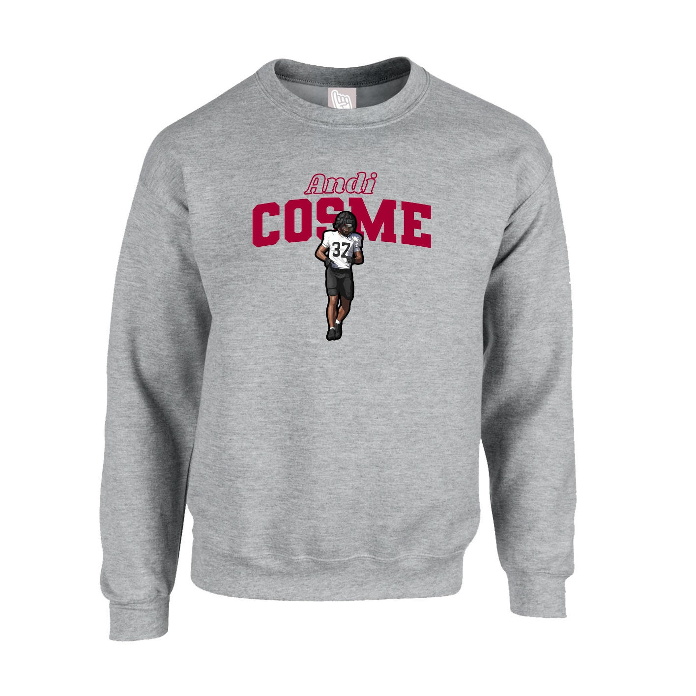 Fleece Crew — Name Arch in Grey